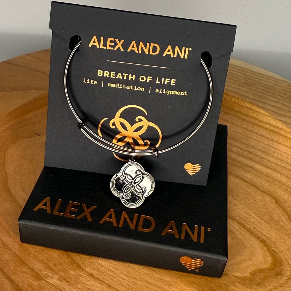 Alex and Ani Breath of Life bracelet. Midnight Black coppure metal with charm